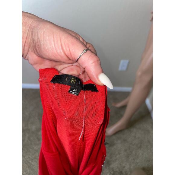 IRIS Maxi dress formal/semi formal rhinestone red/silver bodycon stretch NEW MD - Picture 11 of 13